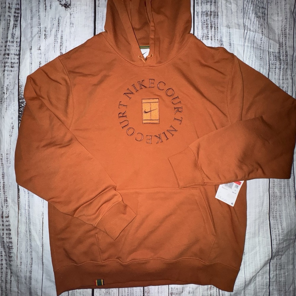 Nike Court Heritage Hoodie Dark Russet Cinnamon HM6759-246 Men's Size Large $95